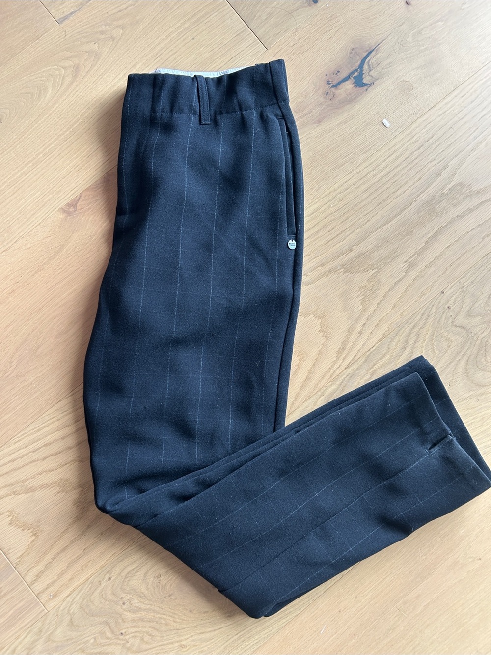 Maison Scotch  Navy Pinstripe Dress Pants - Classic Tailored Fit